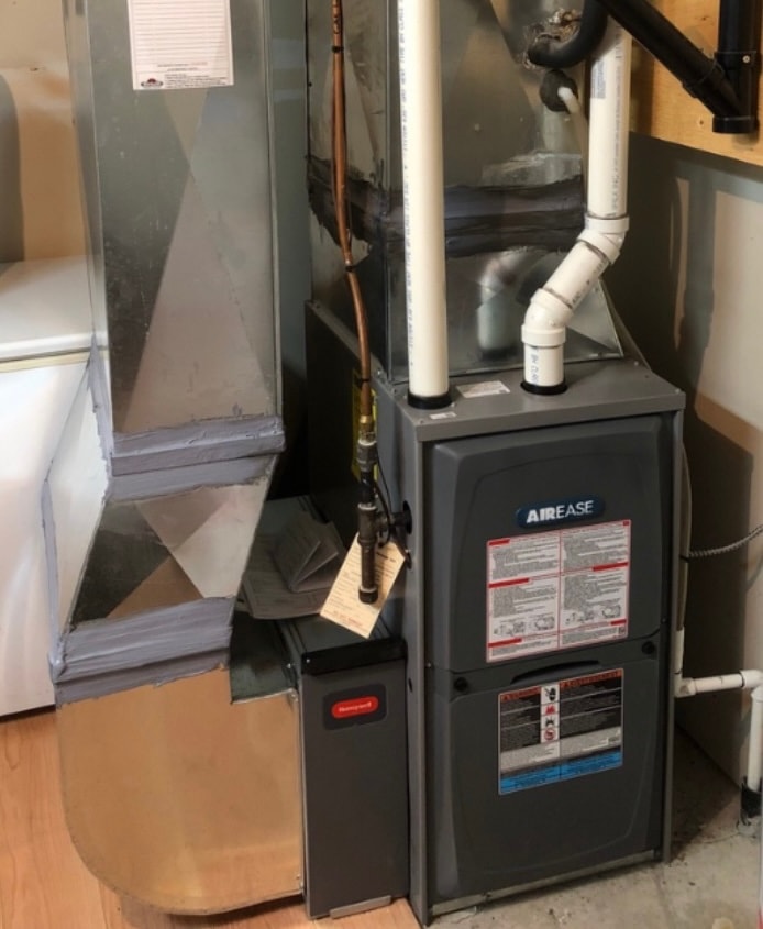 AirEase furnace installation with custom ductwork